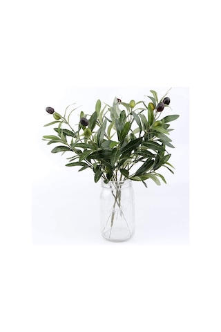 4lü Set Yapay Zeytin Dalı 45cm 4 Meyveli Yapay Çiçek