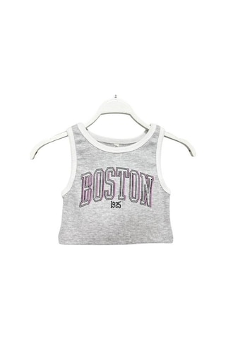 Boston Kız Çocuk Crop Gri