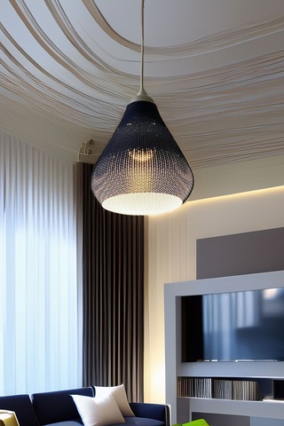 Sarkıt Avize Vegan Pla Trend Örgü Serisi Siyah Oturma Odası Salon Mutfak Çok Renkli