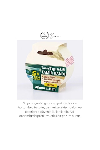 Tamirbandı Şeffaf Duct Tape Tamir Bandı 48mm X 10 Metre Uv Dayanıklı Su Geçirmez Güçlü Yapışkan Ona