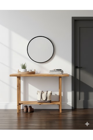 Doğal Çam Ahşap Dresuar Modern Giriş Ve Salon Masası Dekoratif Konsol Kahverengi