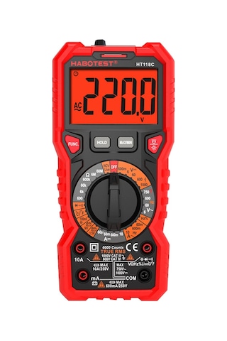Habotest Ht118c Manuel Aralığı Çok Siyah Kırmızı Dijital Multimetre