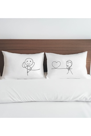 Bk Gift Sevgili Tasarımlı Pamuklu 2 Li Yastık Kılıfı Seti-4 50x70cm , Sevgiliye , Ev si, Tasarım Ev Tekstili