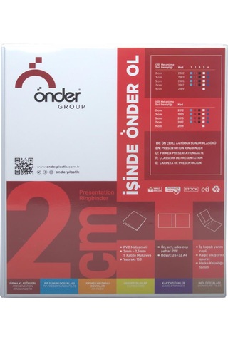 Önder 2 Halkalı Klasör Pvc Cepli 2 Cm - Beyaz Beyaz