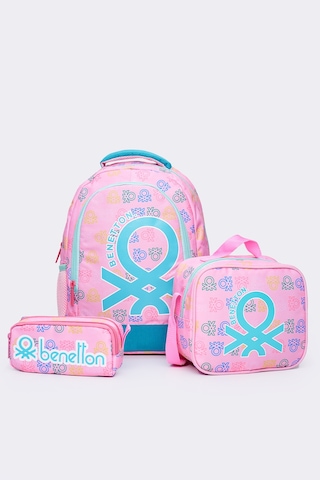 United Colors Of Benetton Kız Çocuk 3'lü Okul Seti İlkokul Çantası & Beslenme & Kalemlik 13032 Pembe