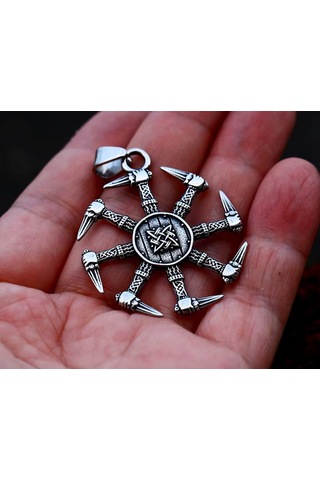 Aslanmaz Çelik Viking Mitoloji Kolovrat Pagan Güneş Kolye
