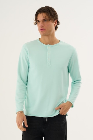 Alexandergardi Waffle Kumaş Düğmeli Yaka Uzun Kollu Sweatshirt Mint