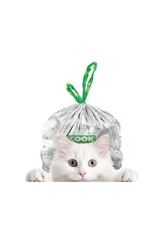 Cook Kedi Tuvaleti Büzgülü Çöp Torbası, 55 X 30 Cm, 20 Yaprak, Sa