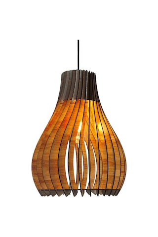 Vialux Modern Ahşap Bohem Rustik Avize Tekli Sarkıt Lamba Ceviz Ceviz