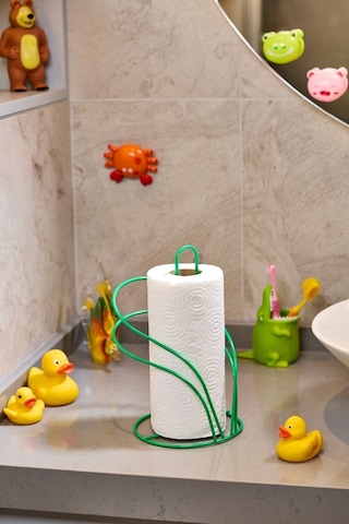 Edora Home Yeşil Kuğu Kağıt Rulo Havluluk, Dik Dekoratif Havlu Peçetelik - Metal Paslanmaz Yeşil