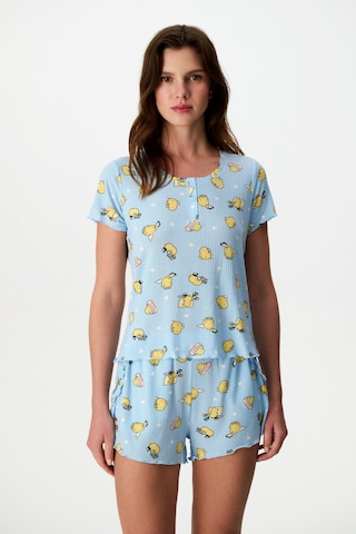 Penti Açık Mavi Happine Rib Şortlu Pijama Takımı Açık Mavi