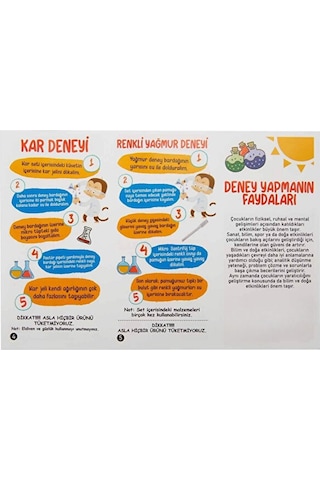 Renkli Kar Renkli Yağmur 3+ Yaş Çocuklar İçin Eğlenceli Eğitici Bilimsel Deney Seti
