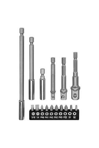 16 Parça Bits Ve Adaptör Seti Bağlantı Adaptör Seti Lokma Bağlantı 16 Parça Tornavida Ucu Lokma Bits Uçları