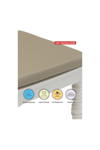 4'lı Sandalye Minderi Su İtici Kumaş 40x40 Cm Sünger Sandalye Minderi Bağcıklı Bej