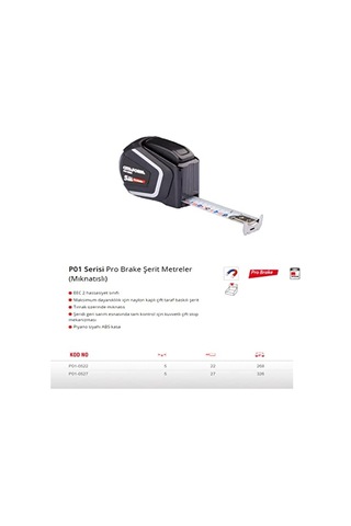 Pro Brake Şerit Metre - 5mx27mm - Mıknatıslı 0 - 300 MM