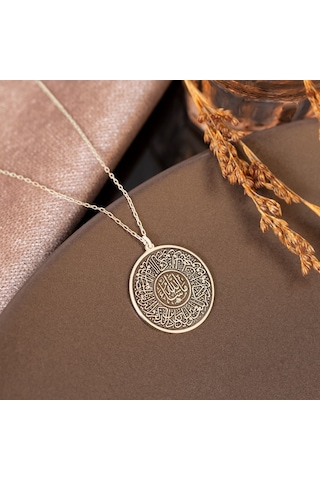 Dkmn Gümüş Nazar Duası Daire Biçimli Gümüş Kolye Kadın Gümüş Kolye Dualı Kolye
