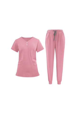 Dolıty Kadın Fırçalama Üniforma Seti Hemşire İş Xxl-pembe