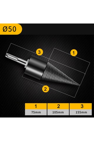 Geeroyoo Ahşap Bölme Matkap Ucu 50mm İki Çukur İki Oluk Darbe Matkapı İçin - Çelik Malzeme, Spiral İğne Tasarımı, Hızlı Delme Ve Bölme