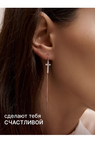 Zoloto Russkih 925 Ayar Gümüş Halkalı Çapraz Küpeler 29256114 Diğer