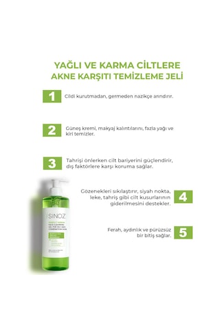 Sinoz Yağlı ve Karma Ciltler için Sebum Dengeleyici Yüz Temizleme Jeli 400 ﻿ML