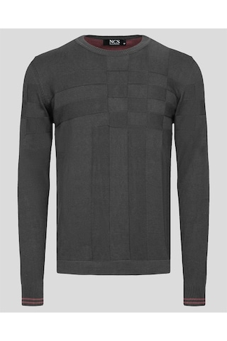 Erkek Triko Örgü Desenli Slim Fit Kazak Ncs Jeans 3638-Siyah