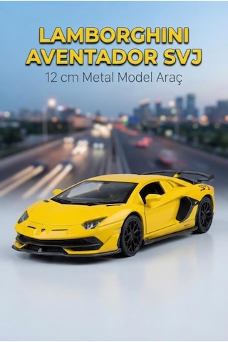 Hobbiez Lisanslı Lamborghini Aventador Kapıları Açılabilir Model Diecast 1.36 Ölçek Metal Model Araç Sarı