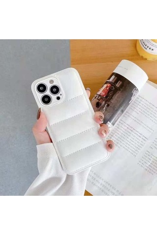 Pointtech Apple Uyumlu iPhone 12 Pro Puffer Silikon Kılıf Kamera Koruma Lens Korumalı Parlak Telefon Kılıfı