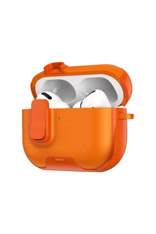 Apple Airpods Pro 3 3.nesil Rova Deri Kılıf - Turuncu