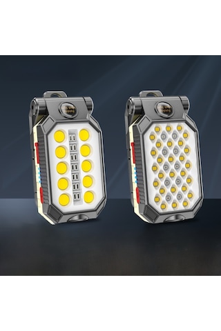 Suofeng Usb Şarjlı Manyetik Cob Çalışma Lambası - 2400mah Pil, Enerji Göstergeli, El Feneri Ve Tamir Işığı W599b Çok Renkli