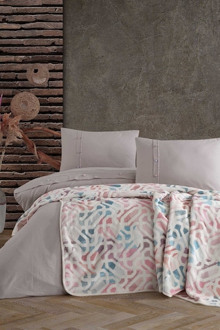 Elart Pamuk Nevresimli Battaniye Seti 5 Parça Mila Ekru Taş