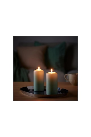 Ikea Daglıgen Cam Kaplı Kokulu Mum 6,8 X 14 Cm Kokusuz Açık Yeşil