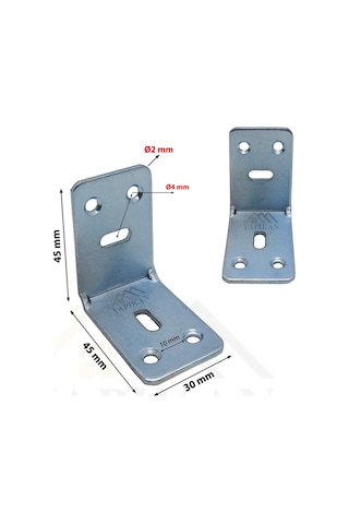 8 ad. L Demir Gönye Köşebent 30x45x45mm - Mobilya Dolap Sabitleme Köşe Bağlantı Aparatı