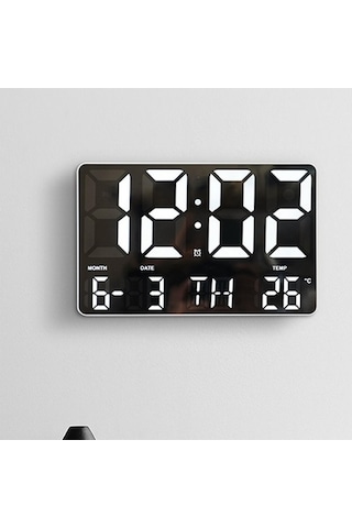 Didadodo Suntek Led Duvar Saati Beyaz 10 Sıcaklık Göstergeli Uzaktan Kumandalı Beyaz