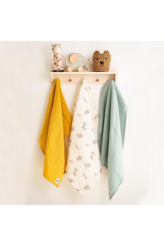 Owli Lovelayers 2 Kat 3'lü Müslin Set Forest 70x70 Cm Ekru