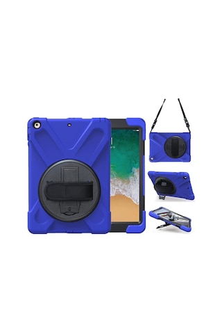 Apple Uyumlu iPad 5. 6. Nesil 2017 2018 9.7" Inc Kılıfı Kalemlikli Defender Askılı Tank Zırh Silikon Kılıf Kılıf