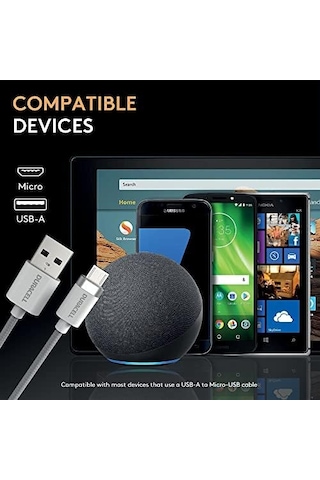 1m Usb-a To Micro Usb Örgülü Şarj Kablosu - Beyaz
