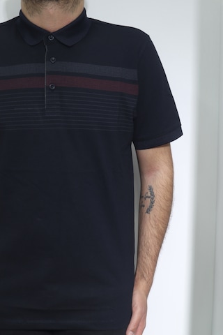 Santa Dmc Tekstil Erkek Cepsiz Desenli Spor Kesim Rahat Kalıp Polo Yaka T-shirt Lacivert