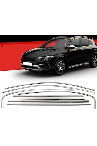 Autogp Fiat Egea Cross Cam Çerçevesi Kenar Çıtası Krom Tamtur 8 Parça 2015+