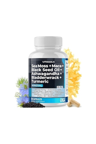 Sea Moss + Maca + Black Seed Oil + Ashw. Bladderwrack + Turmeric 60 Kapsül