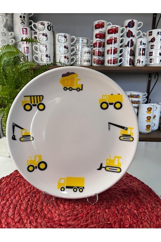 5 Parça İş Makinaları Model Çocuk Yemek Takımı Beslenme Seti Çok Renkli