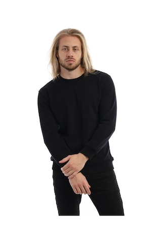 Erkek Bisiklet Yaka 3 İplik Sweat Siyah