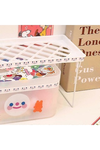 Fortunelane Masaüstü Katlanabilir Raf Yerden Tasarruf Sağlayan Ev Masası Depolama Katmanlı Raf Ev Ofis Okul Küçük, 34x14x16cm