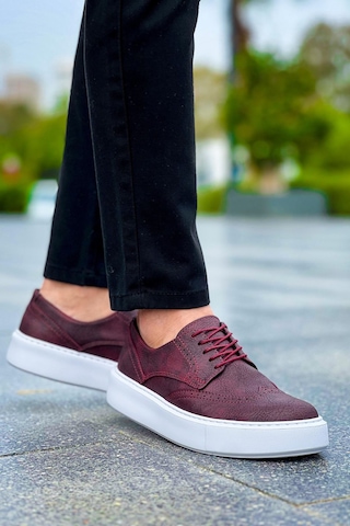Roof Atelier Erkek Bordo Desenli Bağcıklı Casual Günlük Ayakkabı - 149 - Cbt Changer Over Bordo