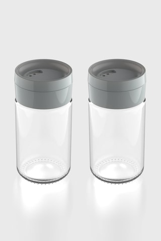 Renga Dorian 105 Ml Gri Kapaklı 2'li Cam Tuzluk Biberlik Seti 121006 Gri