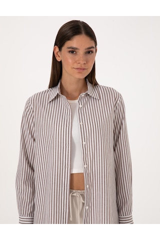 Pierre Cardin Kadın Kahverengi Gömlek Desenli 50318226-vr029 Kahverengi