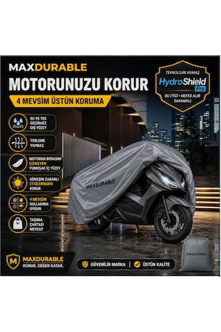 Yuki Yıldız 130 Çantasız Motorlar İçin Motosiklet Brandası Su Geçirmez Hıdro Shıeld Pro Kumaş Motor Brandası + Taşıma Çantalı