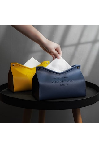 Kosona Ev Otel Mutfak Deri Mendil Kutusu - Modern Minimalist Tasarım, V-şekilli Erişim, Organize Saklama Gri