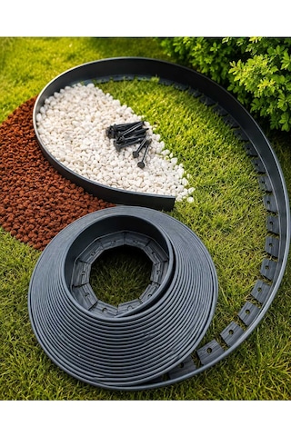 Esnek Çim Sınırlayıcı 15 Metre Çim Ayracı Bahçe Bordürü + 25 Sabitleme Çivisi Siyah