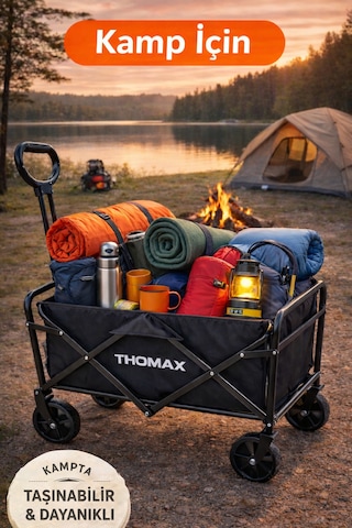 Thomax Çok Amaçlı Katlanabilir Araba Ve Taşıma Arabası Kamp,piknik,plaj,pazar, Market Arabası