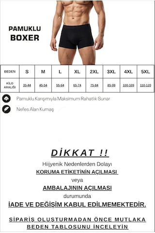 John Lion Erkek Pamuklu Rahat Kalıp Füme 10 Lu Boxer Günlük Kullanım Füme